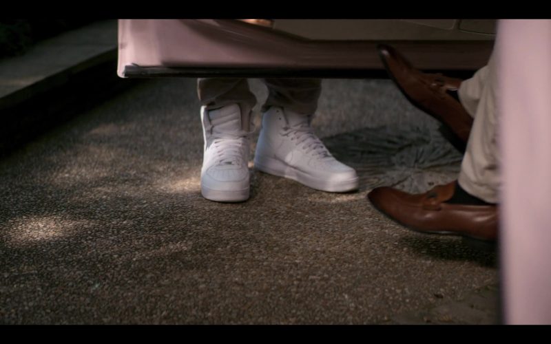 Nike Air Force 1 High Top White Sneakers of Myles Evans as Miles Taylor in Teenage Bounty Hunters S01E04 “Basically Pluto” (2020) (Image 1)