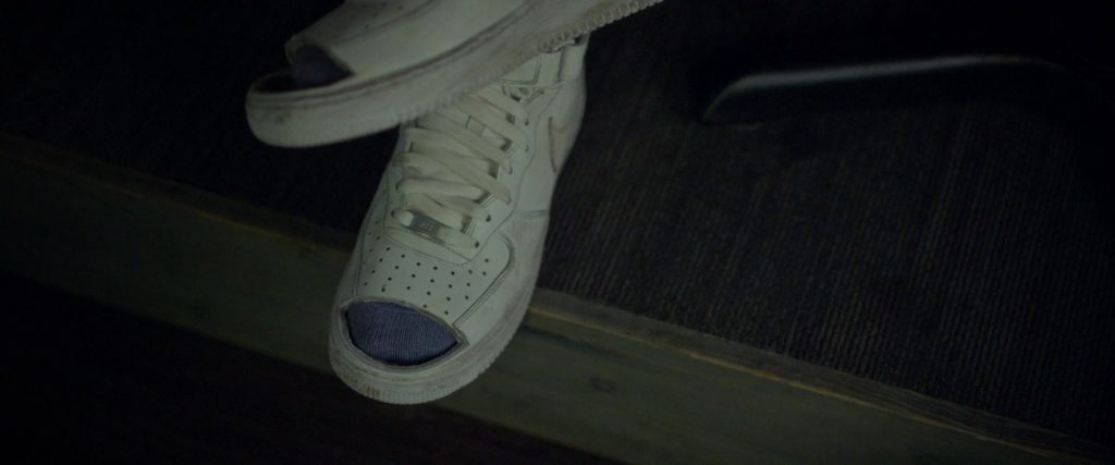 Nike Air Force 1 White Sneakers Worn by Kelvin Harrison Jr. in Jeremiah Terminator LeRoy (2018) (Image 1)