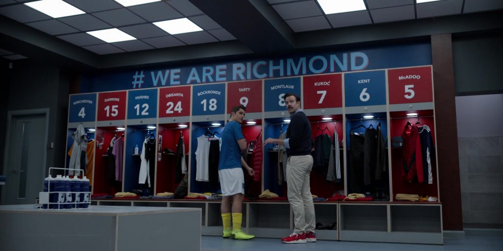 Nike Air Huarache Run Premium Red Sneakers of Jason Sudeikis in Ted Lasso S01E05 “New Underwear” (2020) (Image 1)