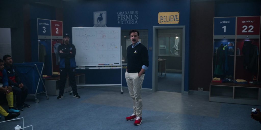 Nike Air Huarache Run Premium Red Sneakers of Jason Sudeikis in Ted Lasso S01E05 “New Underwear” (2020) (Image 3)