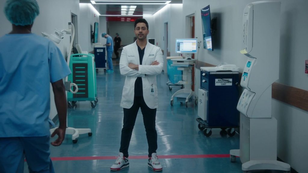 Nike Air Jordan 4 Sneakers of Manish Dayal as Devon Pravesh in The Resident S04E12 “Hope in the Unseen” (2021) (Image 1)