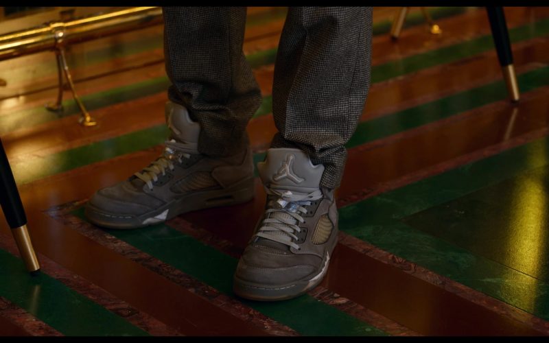 Nike Air Jordan 5 Wolf Grey Sneakers of Jordan Bolger as Cameron in Tom and Jerry (2021) (Image 1)