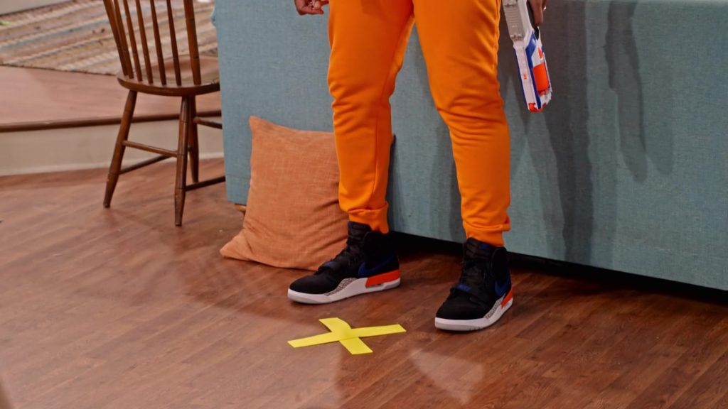 Nike Air Jordan Legacy 312 Sneakers of Anthony Alabi as Moz McKellan in Family Reunion S04E07 “Remember M'Dear's Roast” (2021) (Image 1)