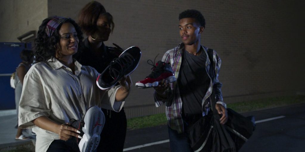 Nike Air Jordan Sneakers in Not Another Church Movie (2024) (Image 5)