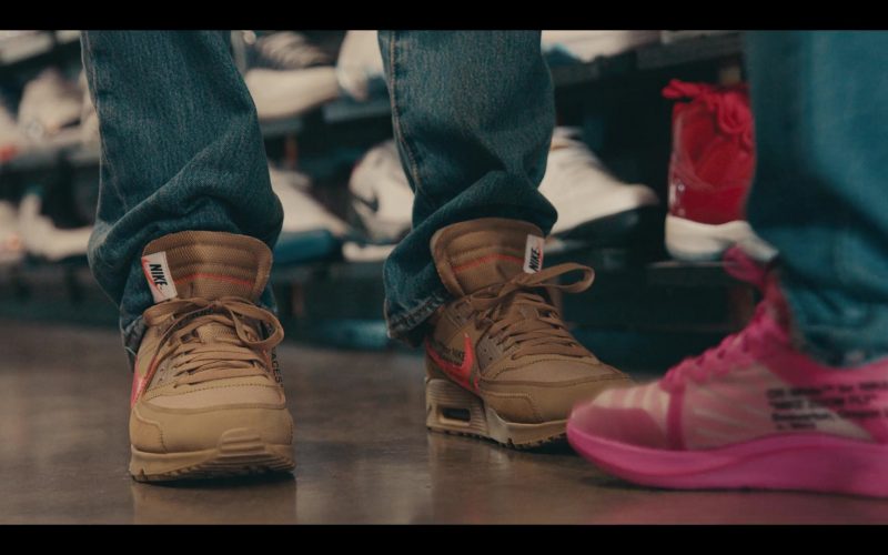 Nike Air Max 90 x Off-White Desert Ore Brown Sneakers of Matthew Josten as Stuey in Sneakerheads S01E02 “Hustling Backwards” (2020) (Image 1)