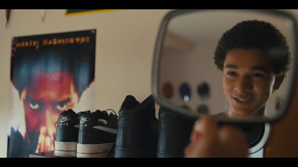 Nike Air Sneakers of Jaden Michael as Young Colin Kaepernick in Colin in Black & White S01E05 “Crystal” (2021) (Image 1)