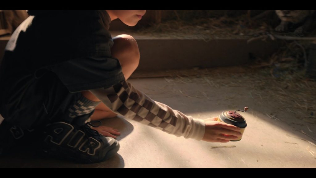 Nike Air Uptempo Sneakers Worn by Evan Whitten as Alex in Chupa (2023) (Image 5)