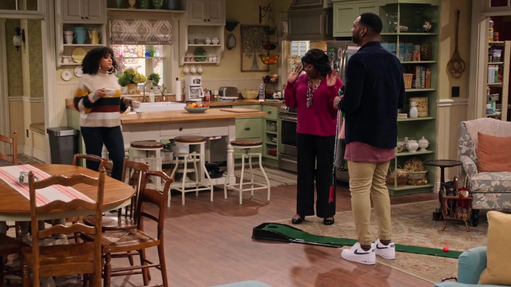 Nike Air White Sneakers Worn by Anthony Alabi as Moz McKellan in Family Reunion Season 1 Episode 12 “Remember the Dance Battle” (2020) (Image 1)