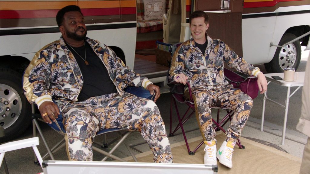 Nike Blazer Mid '77 Vintage ‘Rayguns' Sneakers of Andy Samberg as Detective Jake Peralta in Brooklyn Nine-Nine S08E05 “PB&J” (2021) (Image 2)