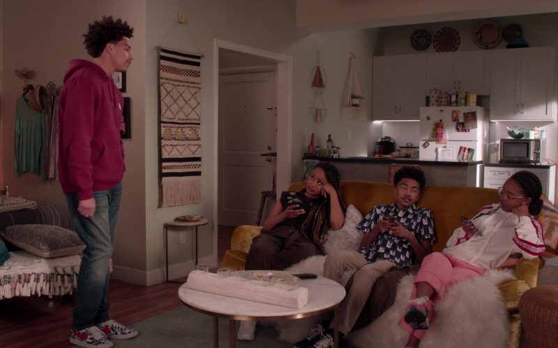 Nike Blazer Mid Bleached Tie Dye Sneakers of Marcus Scribner as Andre ‘Junior' Johnson Jr. in Black-ish S07E21 “Urban Legend” (2021) (Image 1)