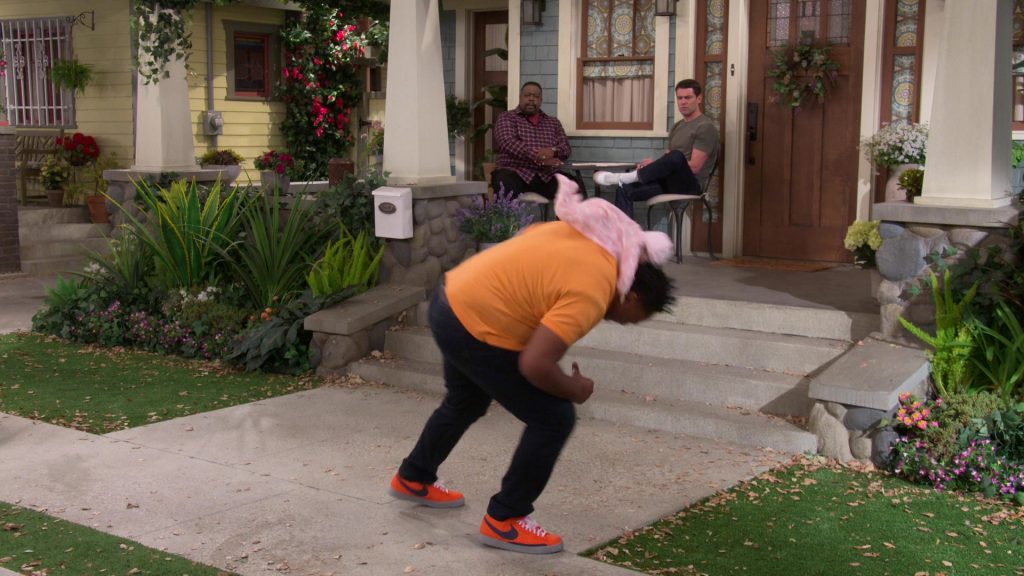 Nike Blazer Mid Orange Sneakers of Marcel Spears as Marty in The Neighborhood S03E16 “Welcome to the Test Run” (2021) (Image 1)