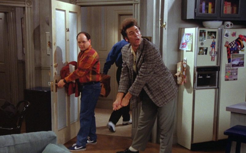 Nike Blue Shoes White Logo Worn by Jason Alexander as George Costanza in Seinfeld Season 5 Episode 14 “The Marine Biologist” (1994) (Image 1)