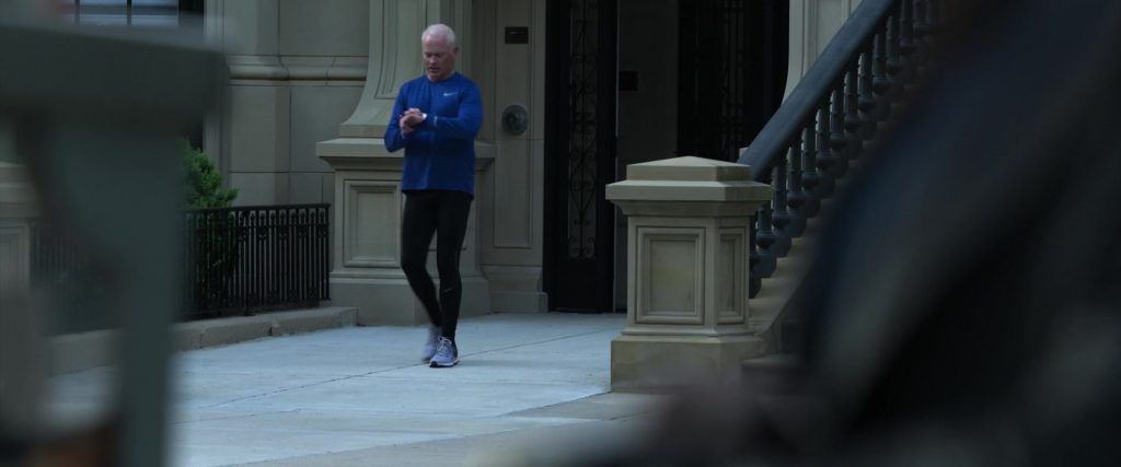 Nike Blue Tee, Black Leggings and Grey Shoes Worn by Neal McDonough in Proud Mary (2018) (Image 1)
