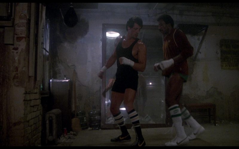 Nike Boxing Black Shoes Worn by Sylvester Stallone (Rocky Balboa) and Nike White Boots Worn by Carl Weathers (Apollo Creed) in Rocky 3 (1982) (Image 1)