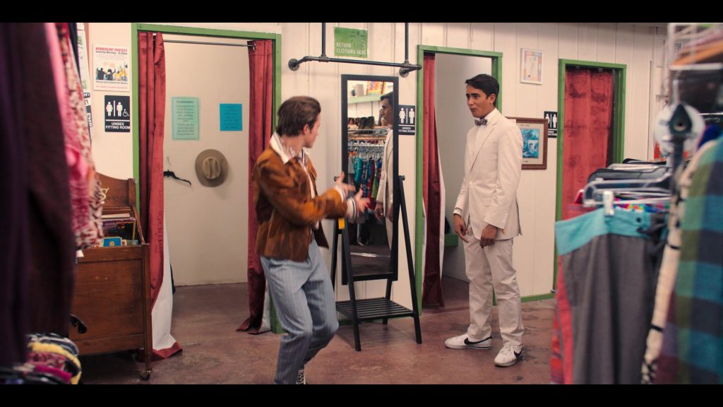Nike Cortez White Shoes With Black Logo Worn by Michael Cimino in Love, Victor S01E07 “What Happens In Willacoochee” (2020) (Image 2)