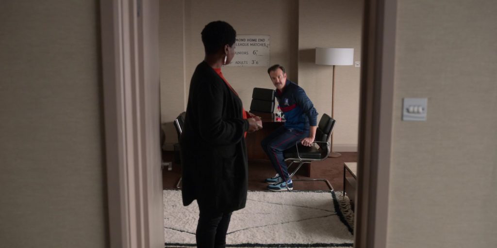 Nike Daybreak (Light Armory Blue - Obsidian - White - Sail) Sneakers Worn by Jason Sudeikis in Ted Lasso S02E02 “Lavender” (2021) (Image 1)