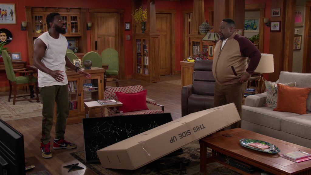 Nike Dunk High Sneakers of Sheaun McKinney as Malcolm in The Neighborhood S03E16 “Welcome to the Test Run” (2021) (Image 1)