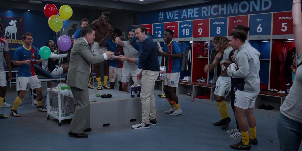 Nike Jordan React Havoc PSG Running Shoes of Jason Sudeikis in Ted Lasso S01E02 “Biscuits” (2020) (Image 1)