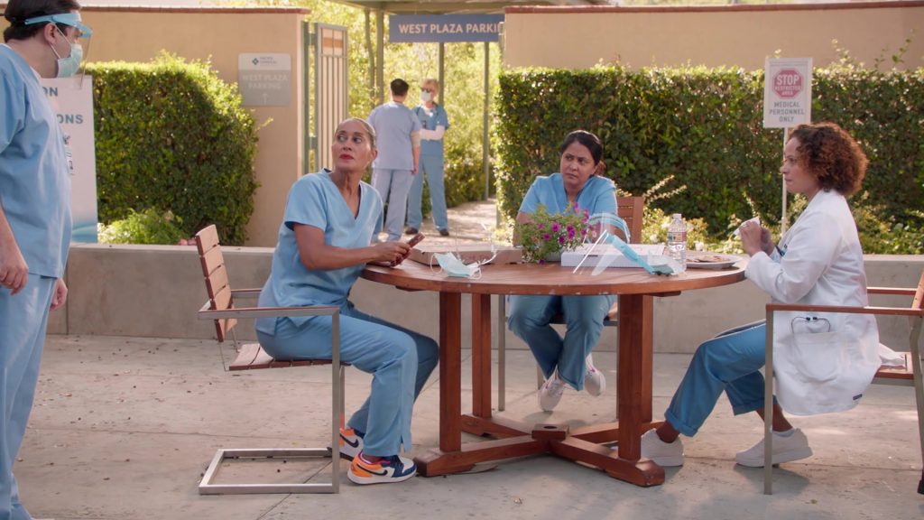 Nike Jordan Sneakers of Tracee Ellis Ross as Rainbow Johnson in Black-ish S07E01 “Hero Pizza” (2020) (Image 1)