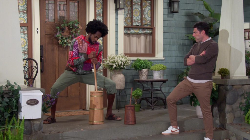 Nike Killshot Vulc (Sail-Team Red-Gum Yellow) Sneakers of Max Greenfield as Dave in The Neighborhood S03E04 “Welcome to the Rooster” (2020) (Image 1)