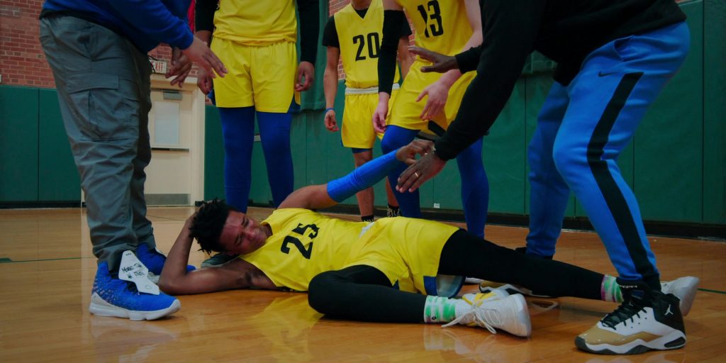Nike Lebron 17 Blue Sneakers, Jordan B'Loyal Shoes and Nike Pants in Swagger S01E09 “Follow-Through” (2021) (Image 1)