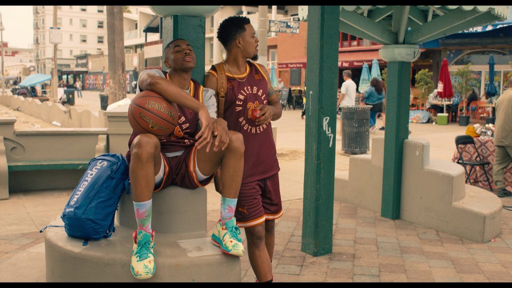 Nike Men's LeBron 9 Low Shoes, Supreme Backpack, Spalding Ball in White Men Can't Jump (2023) (Image 1)