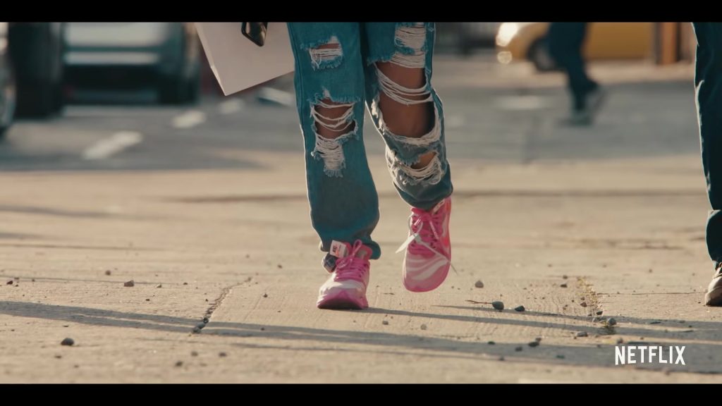 Nike Off-White Zoom Fly Pink Sneakers of Jearnest Corchado as Nori in Sneakerheads Season 1 (2020) (Image 1)