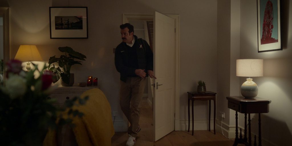 Nike Puffer Jacket and Cortez Sneakers Worn by Jason Sudeikis in Ted Lasso S03E11 “Mom City” (2023) (Image 1)