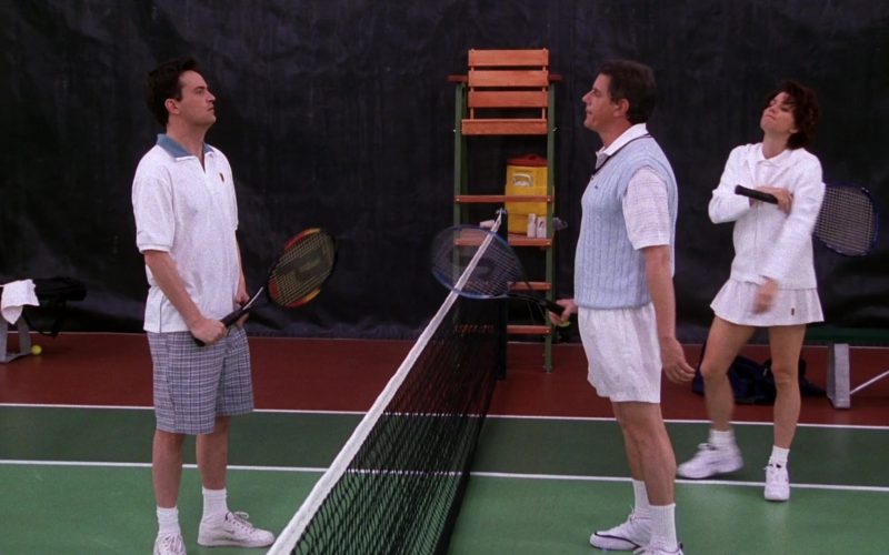 Nike Shirt, Sneakers and Prince Racket Used by Matthew Perry as Chandler Bing in Friends Season 5 Episode 12 “The One with Chandler’s Work Laugh” (1999) (Image 1)