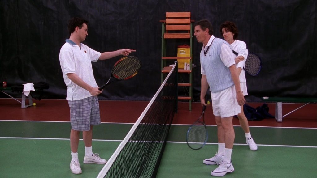 Nike Shirt, Sneakers and Prince Racket Used by Matthew Perry as Chandler Bing in Friends Season 5 Episode 12 “The One with Chandler’s Work Laugh” (1999) (Image 2)