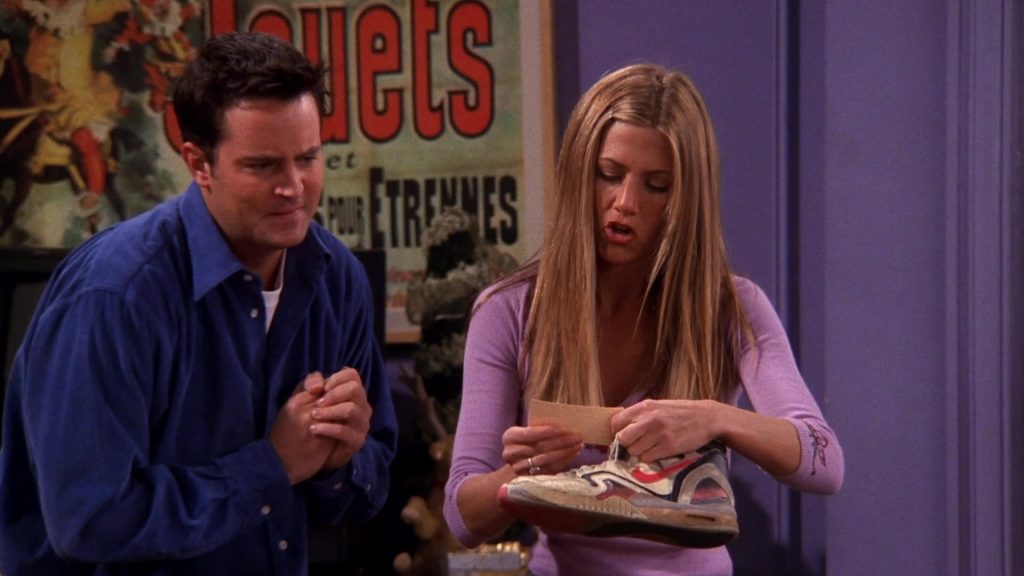 Nike Shoe Held by Jennifer Aniston (Rachel Green) in Friends Season 6 Episode 10 “The One With the Routine” (1999) (Image 4)