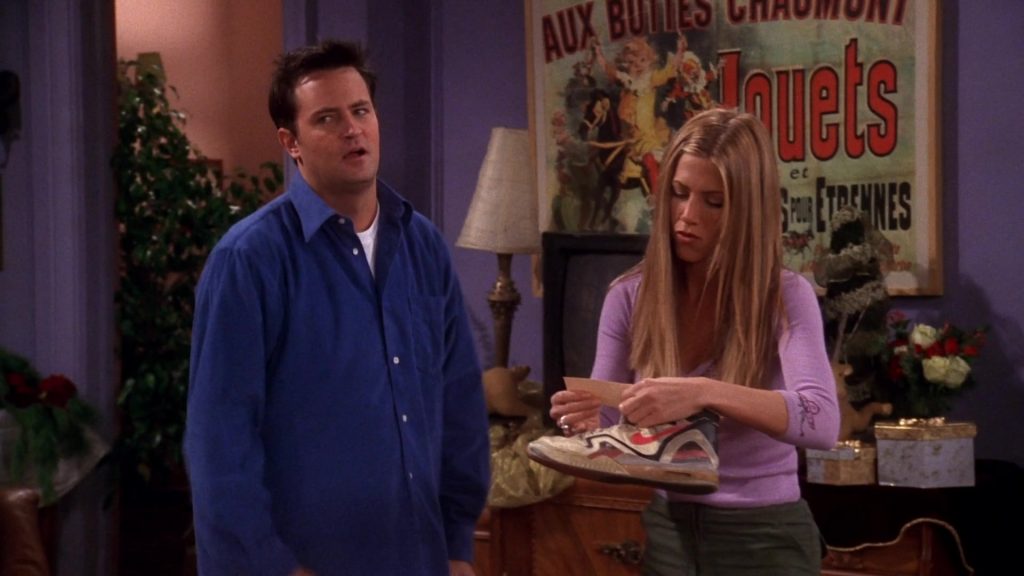 Nike Shoe Held by Jennifer Aniston (Rachel Green) in Friends Season 6 Episode 10 “The One With the Routine” (1999) (Image 5)