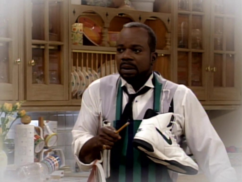 Nike Shoes Held by Joseph Marcell as Geoffrey Butler in The Fresh Prince of Bel-Air S03E16 “Bundle of Joy” (1993) (Image 1)
