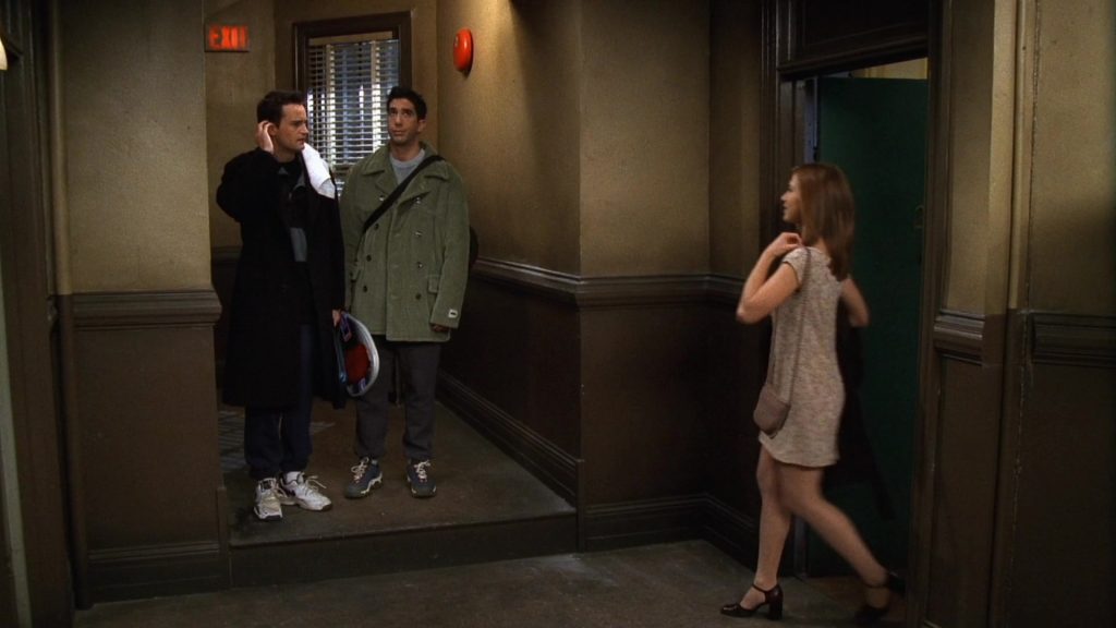 Nike Sneakers Worn by Matthew Perry (Chandler Bing) & Nike Shoes Worn by David Schwimmer (Ross Geller) in Friends Season 3 Episode 19 “The One With the Tiny T-Shirt” (1997) (Image 2)