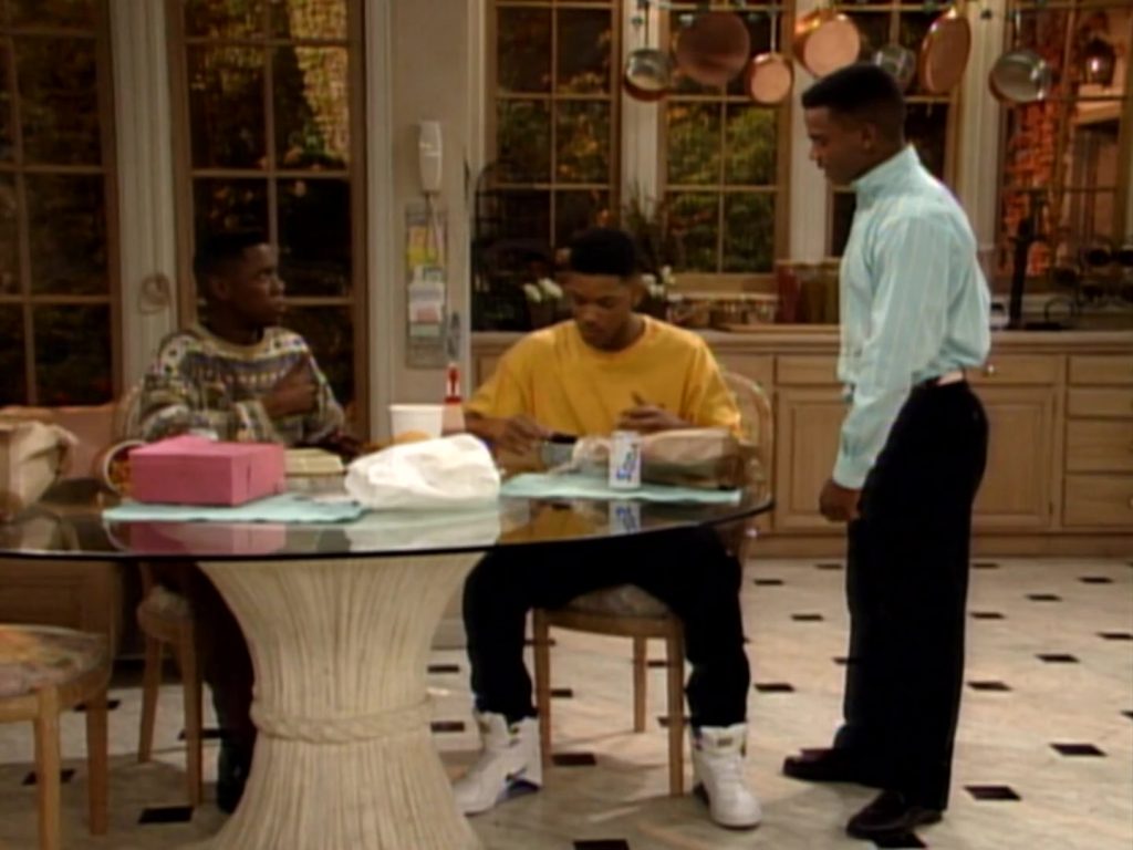 Nike White High Top Sneakers of Will Smith in The Fresh Prince of Bel-Air S02E15 “My Brother's Keeper” (1992) (Image 1)