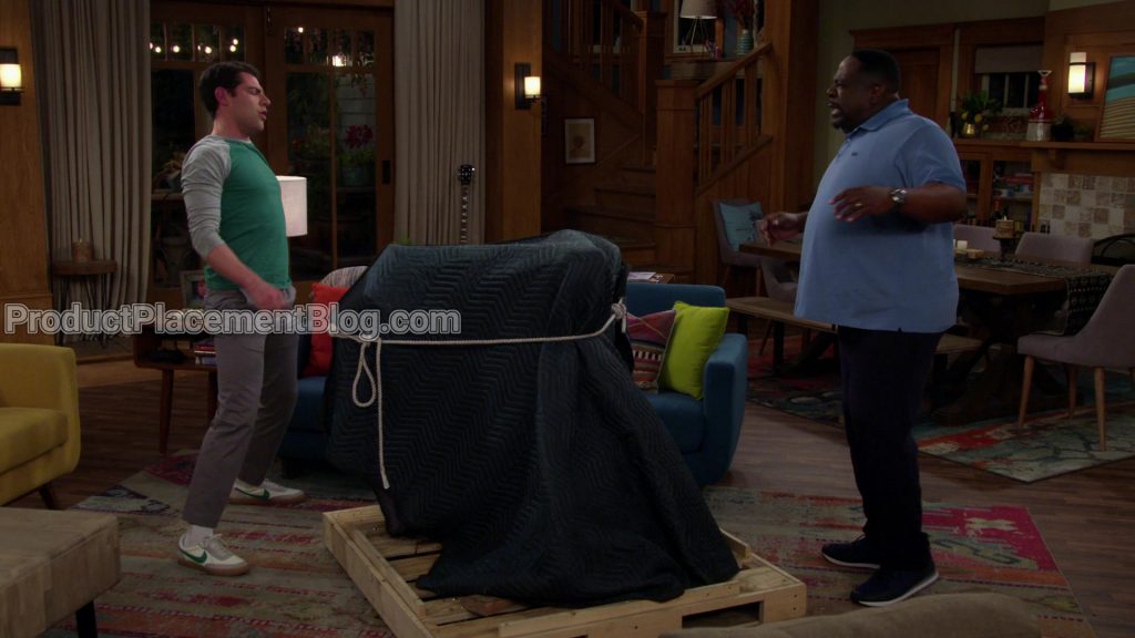 Nike White Shoes With Green Logo Worn by Max Greenfield as Dave Johnson in The Neighborhood S02E20 “Welcome to the Standoff” (2020) (Image 1)
