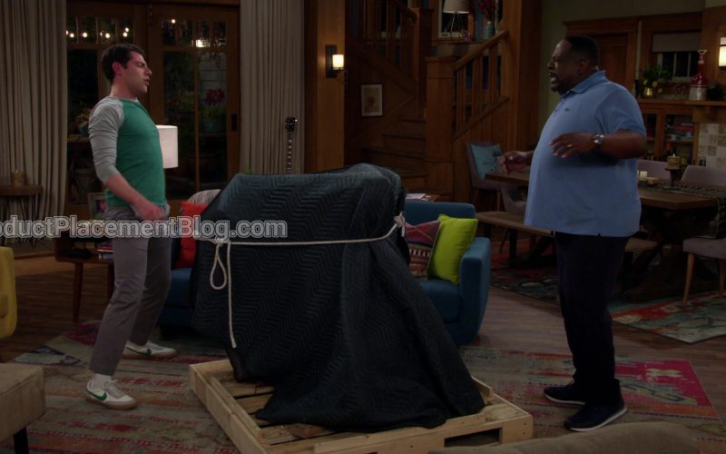 Nike White Shoes With Green Logo Worn by Max Greenfield as Dave Johnson in The Neighborhood S02E20 “Welcome to the Standoff” (2020) (Image 1)
