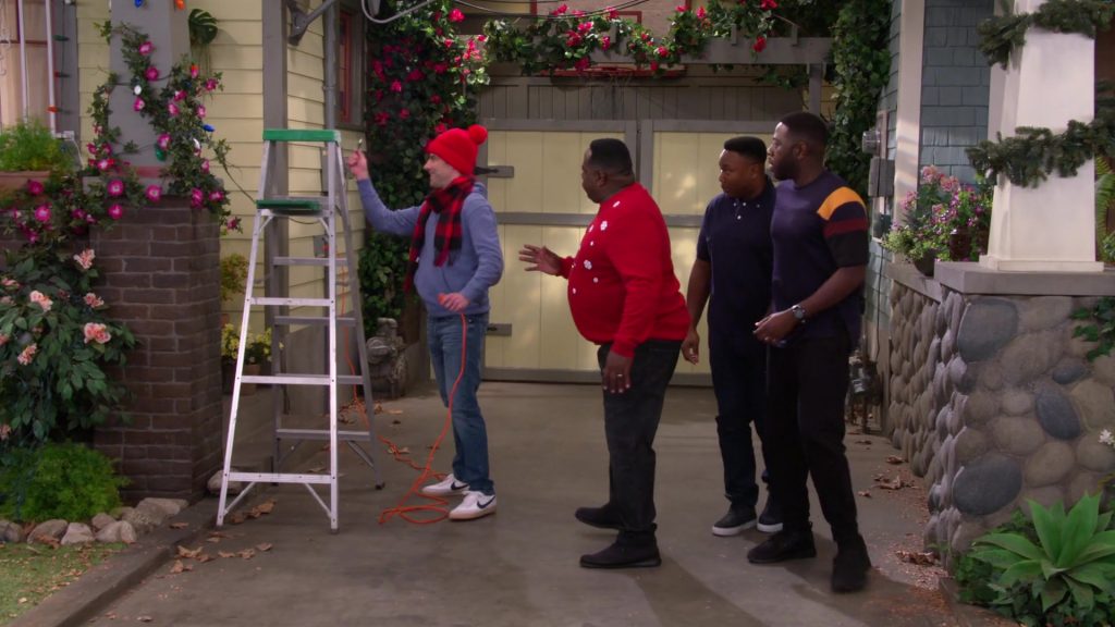 Nike White Sneakers For Men Worn by Max Greenfield as Dave Johnson in The Neighborhood Season 2 Episode 11 “Welcome to the Scooter” (2019) (Image 1)