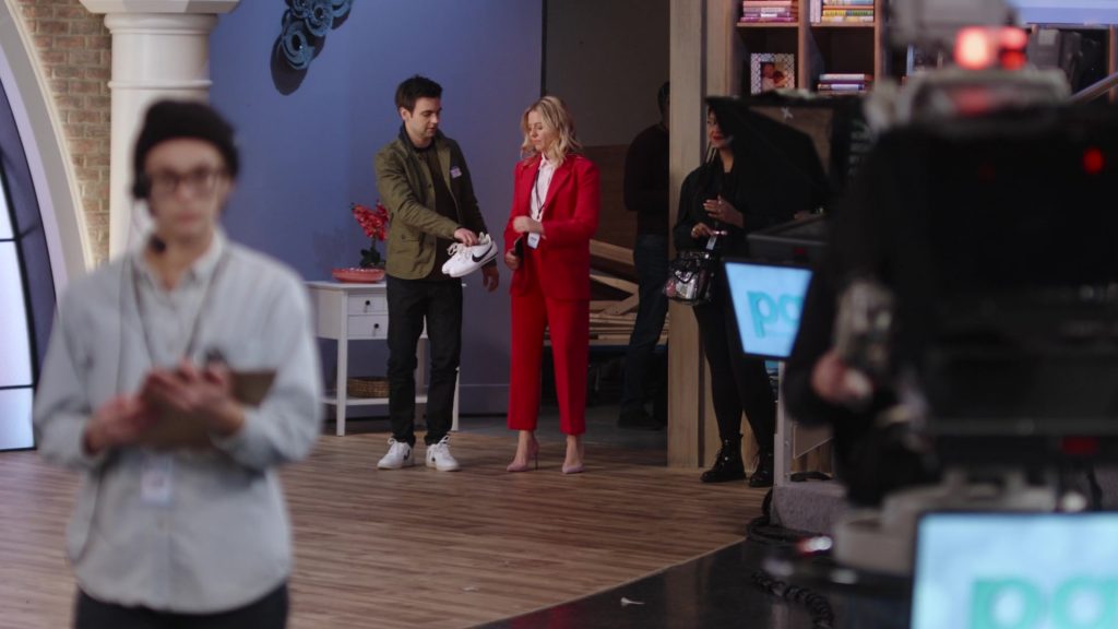 Nike White Sneakers Held by Drew Tarver as Cary Dubek in The Other Two S02E02 “Pat Connects with Her Fans” (2021) (Image 1)
