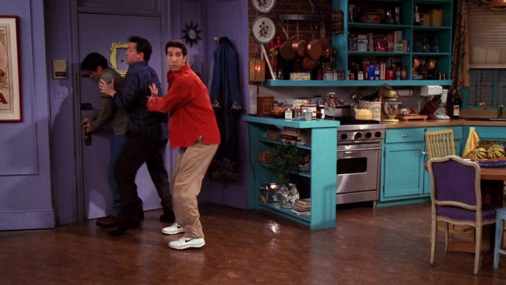 Nike White Sneakers Worn by David Schwimmer (Ross Geller) in Friends Season 6 Episode 6 “The One on the Last Night” (1999) (Image 1)