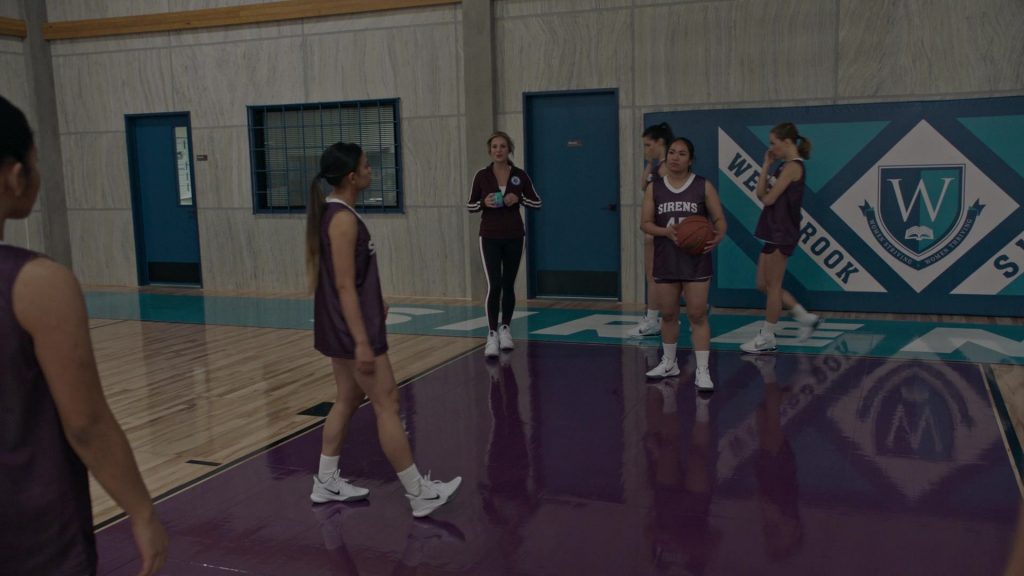 Nike Women's Basketball White Shoes in Big Shot S01E01 “Pilot” (2021) (Image 1)