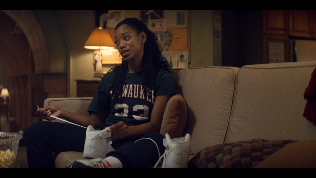 Nike Women's Hi-Top White Sneakers of Kylie Jefferson as Neveah in Tiny Pretty Things S01E06 “Joie de Vivre” (2020) (Image 1)
