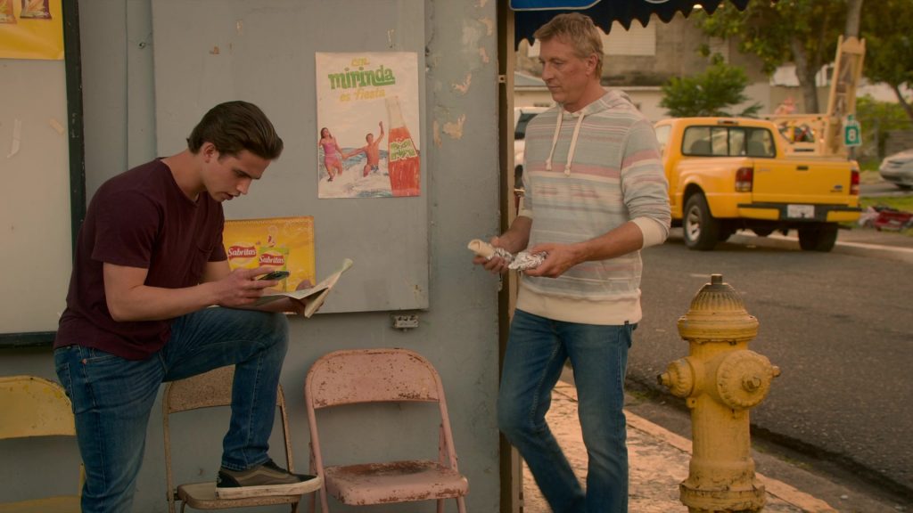 Sabritas Snacks and Mirinda Drink Posters, Vans Shoes in Cobra Kai S05E02 “Molé” (2022) (Image 1)