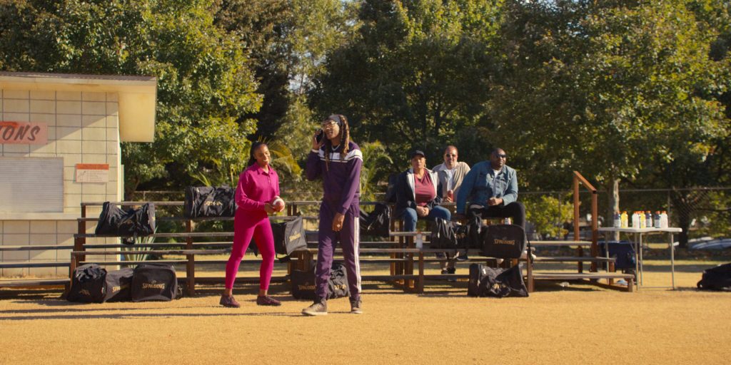 Sergio Tacchini Tracksuit and Nike Shoes Worn by Snoop Dogg as Jaycen Jennings & Tika Sumpter as Cherise, Spalding Bags, Gatorade Bottles in The Underdoggs (2024) (Image 3)