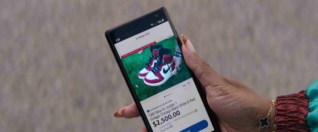 Sony Xperia Android Smartphone, Ebay.com and Nike Air Jordan 1 Sneakers in One Of Them Days (2025) (Image 1)
