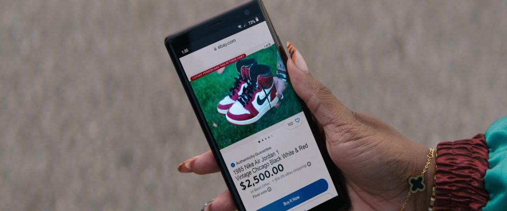 Sony Xperia Android Smartphone, Ebay.com and Nike Air Jordan 1 Sneakers in One Of Them Days (2025) (Image 2)