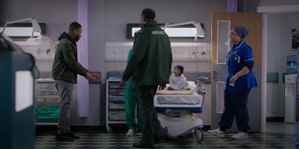 Stryker Hospital Bed, Reebok Sneakers in Casualty S39E34 “Supply and Demand Episode 4” (2025) (Image 1)