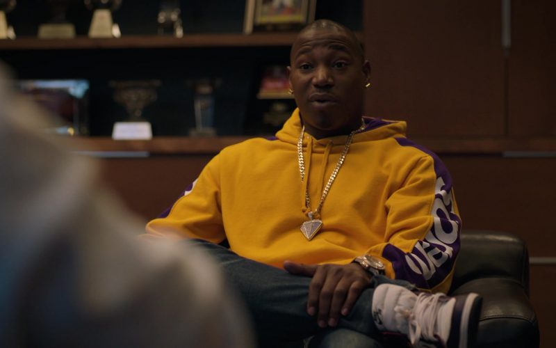 Supreme Yellow Hoodie and Nike Sneakers in Ballers – Season 5, Episode 4, Municipal (2019) (Image 1)