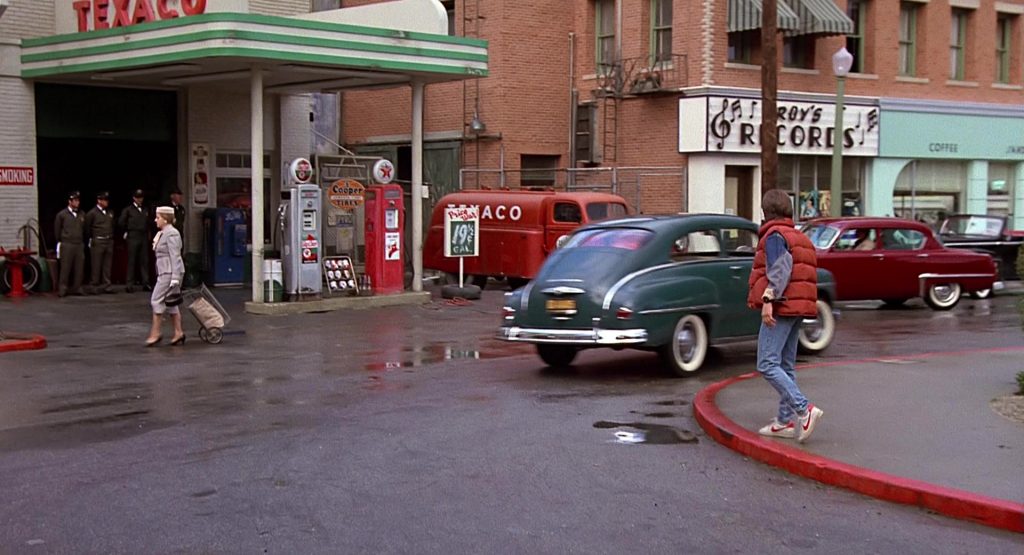 Texaco Gas Station and Nike Shoes Worn by Michael J. Fox in Back to the Future (1985) (Image 1)