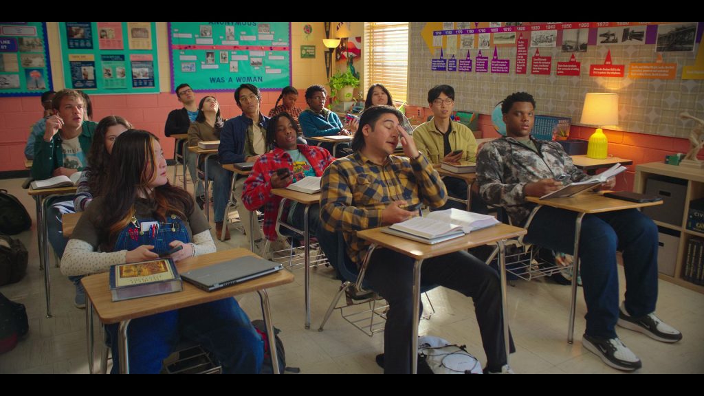 The North Face Backpack, Nike Shoes in English Teacher S02E06 “Recruiter” (2025) (Image 1)